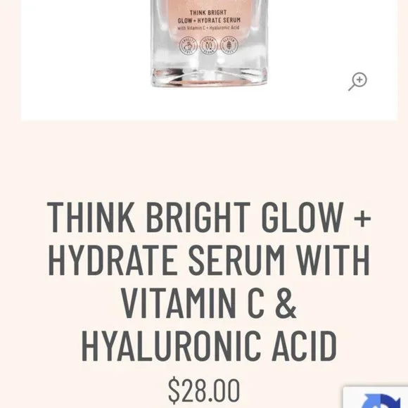 Think Bright Glow + Hydrate Serum with Vitamin C & Hyaluronic Acid NIB - Picture 3 of 7
